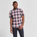 Men's Plaid Slim Fit Short Sleeve Button-down Shirt - Goodfellow & Co Georgia Peach