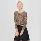 Women's Leopard Print Pullover Sweater - A New Day Camel