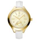 Women's Jbw J6309a Aria Japanese Movement Genuine Leather Real Diamond Watch - Gold, White