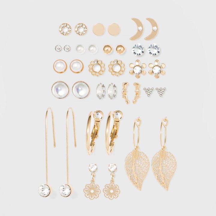 Acrylic Stones Multi Hoops Earrings - Wild Fable , Women's, Clear