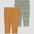 Carter's Just One You Baby Girls' 2pk Floral Pants - Sage Green Newborn