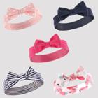 Hudson Baby Girls' 5pk Headbands, Stripe - Navy (blue)