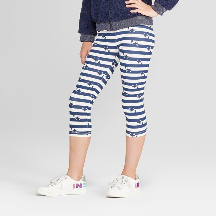 Girls' Capri Leggings - Cat & Jack Navy/white