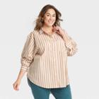 Women's Plus Size Long Sleeve Button-down Oversized Tunic - Ava & Viv