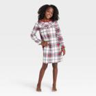 Kids' Holiday Plaid Flannel Matching Family Pajamas Nightgown - Wondershop White
