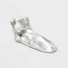 No Brand Women's Marble Printed Faux Fur Booties With Grippers - Gray/ivory