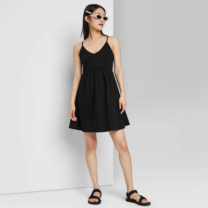 Women's Sleeveless French Terry Leisure Dress - Wild Fable Black