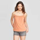 Women's Sleeveless Smocked Square Neck Tank Top - Universal Thread Brown
