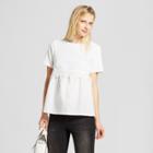 Women's Short Sleeve Knit To Woven T-shirt - Who What Wear White