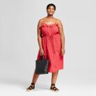 Women's Plus Size Button Front Ruffle Dress - Universal Thread Red