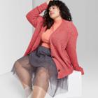 Women's Plus Size Button-front Oversized Cardigan - Wild Fable Pink Marl