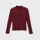 Girls' Lettuce Edge Mock-neck Top - Art Class Maroon