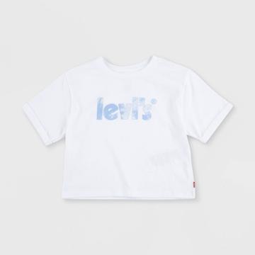 Levi's Girls' Rolled Cuff Short Sleeve T-shirt - White