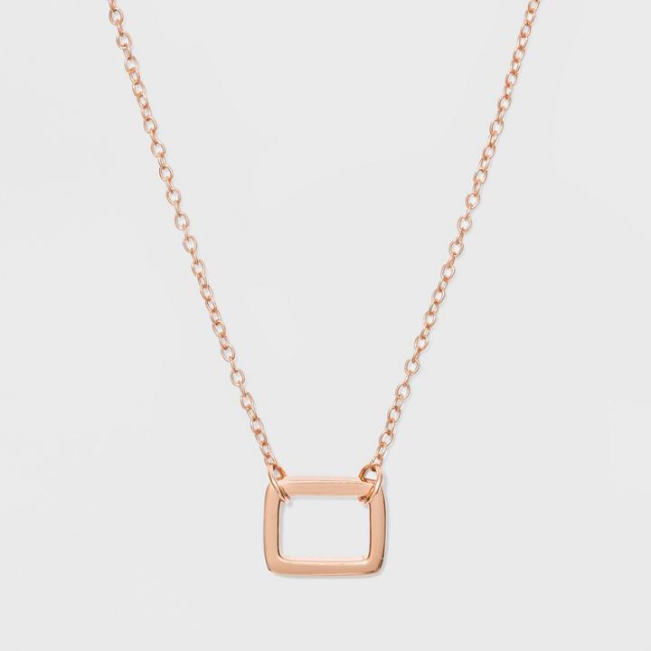 Target Sterling Silver Open Square Necklace - Rose Gold