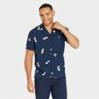 Men's Camp Collared Short Sleeve Button-down Shirt - Goodfellow & Co Navy Blue