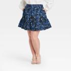 Women's Plus Size Floral Print Ruffle Hem Mini Skirt - Who What Wear Black