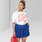 Women's Plus Size Belted Contrast Stitch Utility Skirt - Wild Fable Sapphire