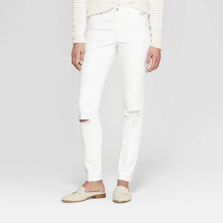 Women's High-rise Destructed Stain Repel Jeggings - Universal Thread White
