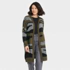 Women's Cardigan - Knox Rose Olive Green Camo Print