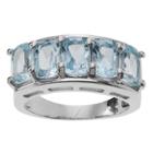 Journee Collection 1 1/3 Ct. T.w. Cushion-cut Topaz Five-stone Prong-set Ring In Sterling Silver - Blue