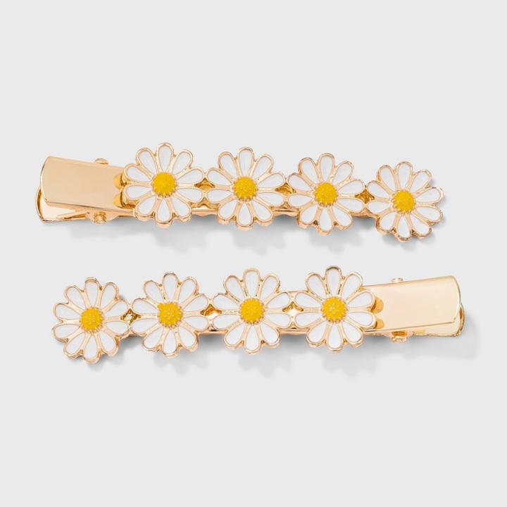 Daisy Charms Snap Clip Set 2pc - Wild Fable White