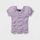 Toddler Girls' Ribbed Ruched Short Sleeve Shirt - Art Class Light Purple