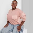 Women's Plus Size Long Sleeve Round Neck Boxy Tunic T-shirt - Wild Fable Pink