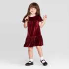Petitetoddler Girls' Short Sleeve Velour Dress - Cat & Jack Maroon 12m, Toddler Girl's, Red