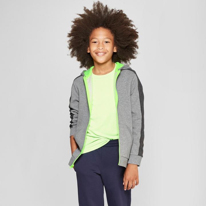 Boys' Cotton Fleece Full Zip Hoodie - C9 Champion Cool Gray Heather S, Light Grey Heather