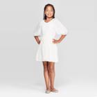 Girls' Bubble Sleeve Babydoll Dress - Art Class Off-white