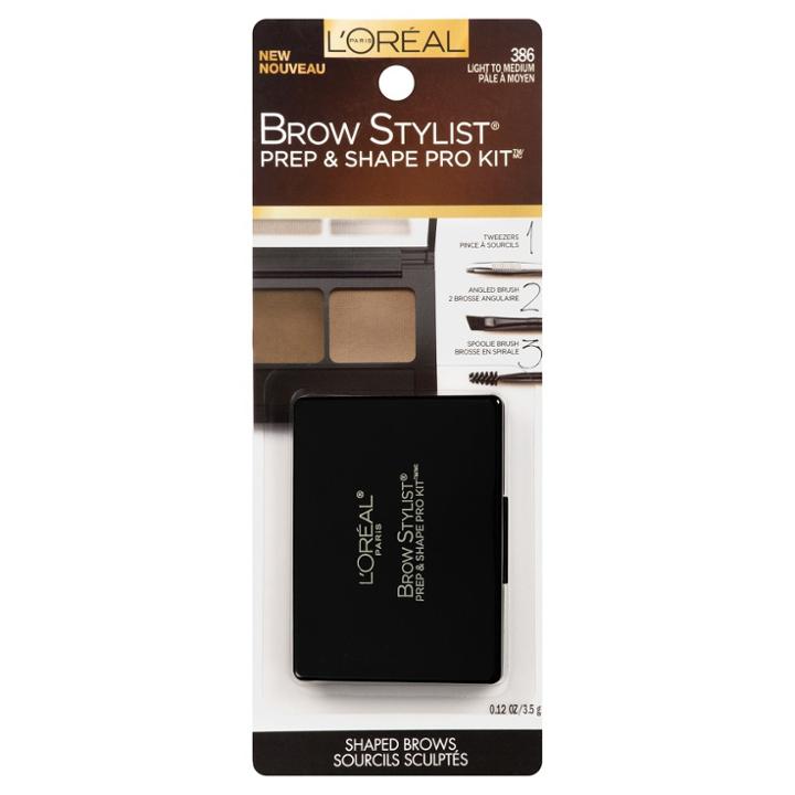 L'oreal Paris Brow Stylist Kit 386 Light To Medium .12oz, Light To