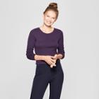 Women's Fitted Long Sleeve Crew T-shirt - A New Day Purple Heather