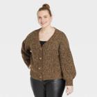 Women's Plus Size Button-down Cardigan - Ava & Viv Brown X