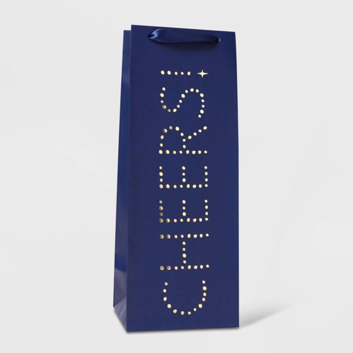 Spritz Wine Bag With Foil Navy/gold -