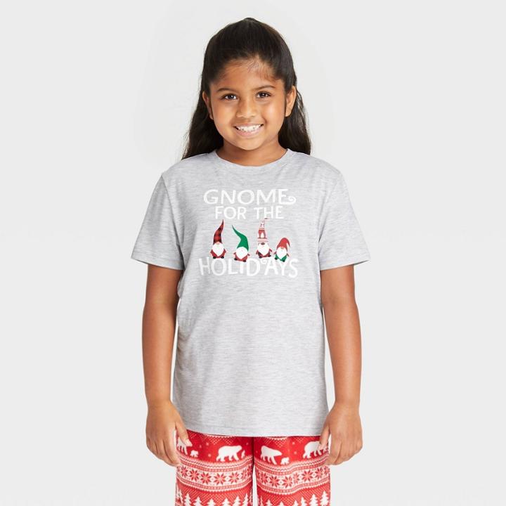 Kids' Holiday 'gnomes' Matching Family Pajama T-shirt - Wondershop Gray