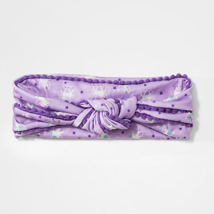 Girls' Unicorn Print Pom Trip Headwrap - Cat & Jack Purple