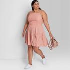 Women's Plus Size Sleeveless Tiered Skater Dress - Wild Fable Pink Rose