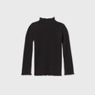 Toddler Girls' Long Sleeve Ribbed Mock Neck T-shirt - Art Class Black