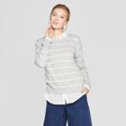 Women's Striped Pullover Sweater - A New Day Gray/cream