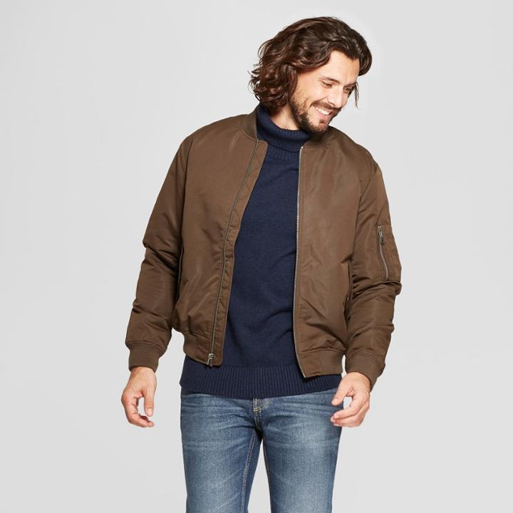 Men's Aviator Bomber Jacket - Goodfellow & Co Brown