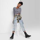 Women's Long Sleeve Snap Front T-shirt - Wild Fable Gray