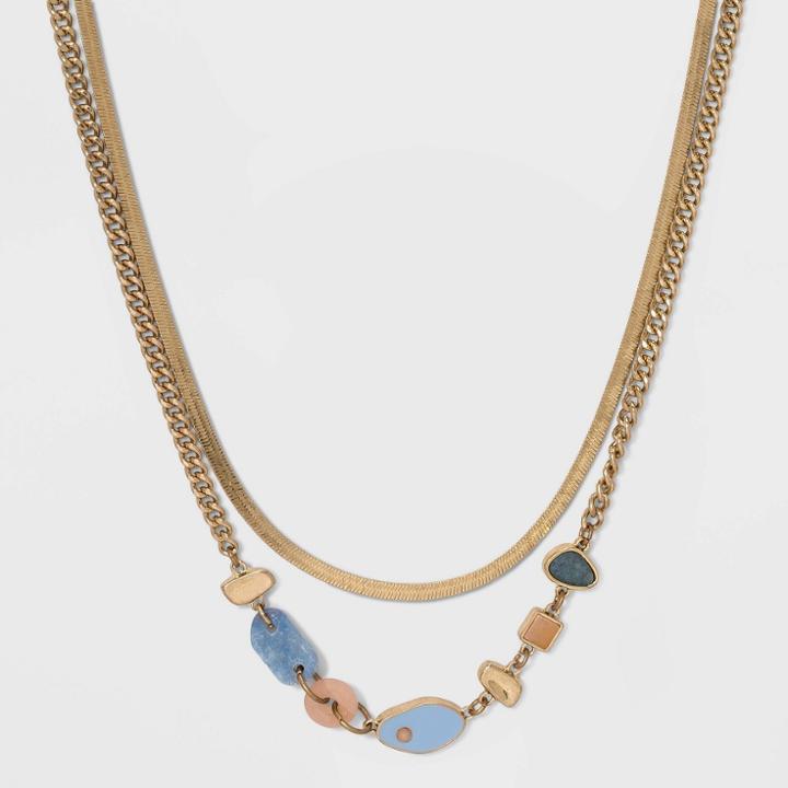 Semi-precious Multi-strand Chain Necklace - Universal Thread Blue
