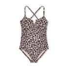Maternity Leopard Print V-wire With Tie Back One Piece Swimsuit - Isabel Maternity By Ingrid & Isabel S, Black/brown/tan