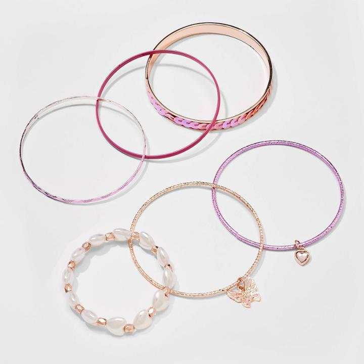 Girls' 5pk Heart Butterfly Bracelet Set - Cat & Jack Pink