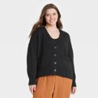Women's Plus Size Button-front Cardigans - A New Day Black