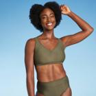 Women's V-neck Racerback Bikini Top - All In Motion Olive Green D/dd Cup