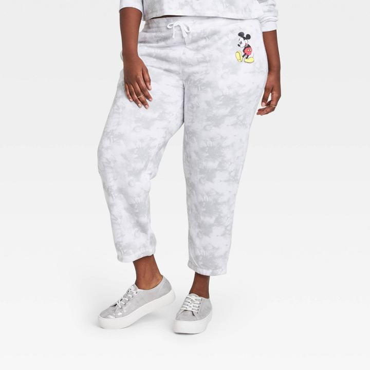 Women's Disney Mickey Mouse Plus Size Graphic Jogger Pants - White