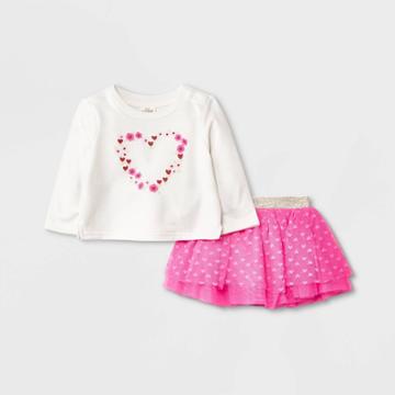 Baby Girls' Heart Tutu Top & Bottom Set - Cat & Jack Neon Pink Newborn