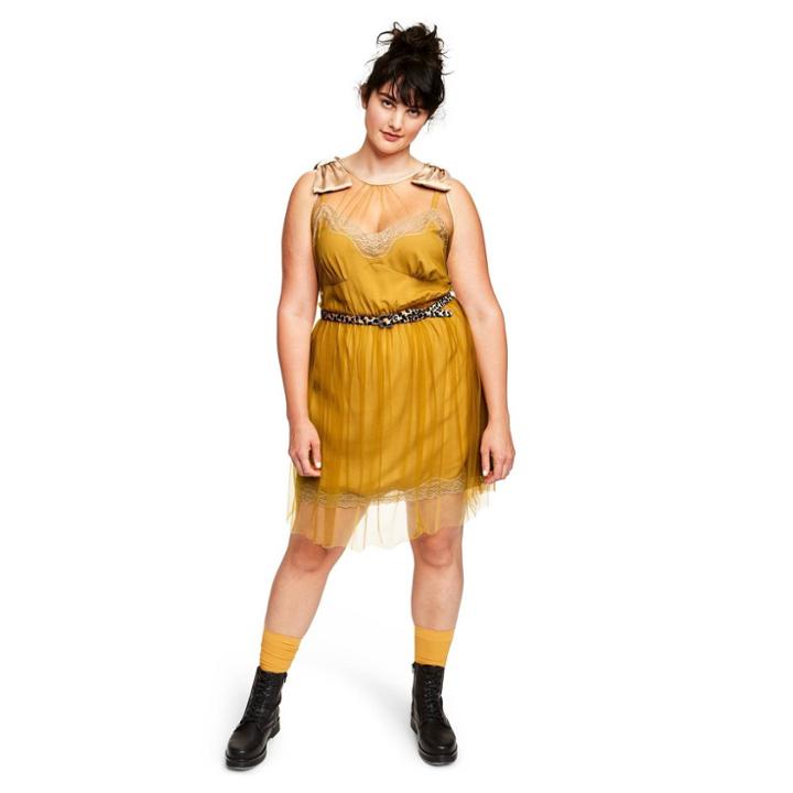Women's Plus Size Sleeveless Slip Mini Dress - Rodarte For Target Mustard Yellow 1x, Women's,
