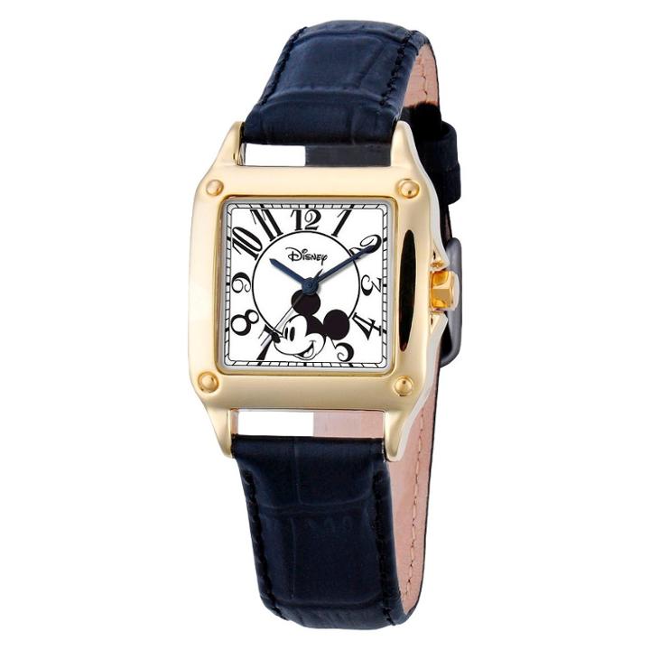 Women's Disney Mickey Mouse Perfect Square Gold Watch - Black,